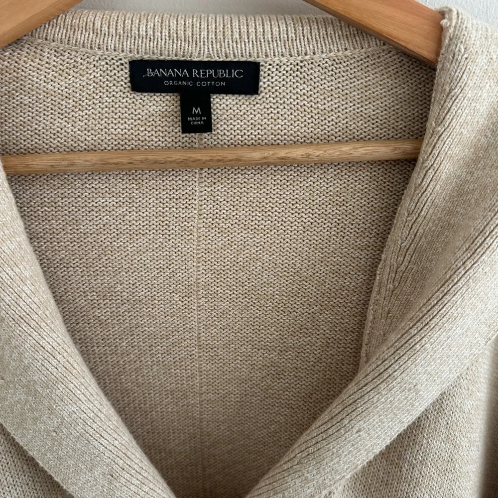 Banana Republic solid sailor collared sweater organic cotton iced latte color M‎
